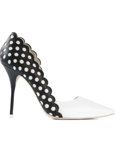 Sophia Webster Mika Polka Dot-paneled Patent Leather D'orsay Pumps In White