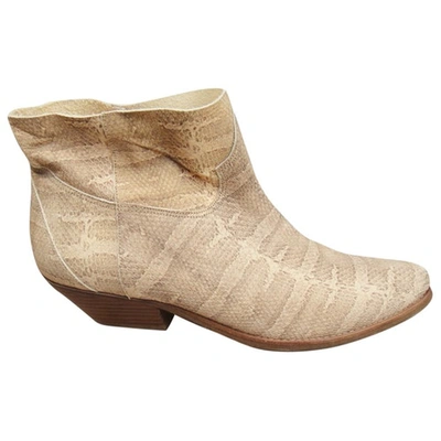 Pre-owned Surface To Air Leather Ankle Boots In Beige