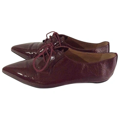 Pre-owned Fratelli Rossetti Patent Leather Lace Ups In Burgundy