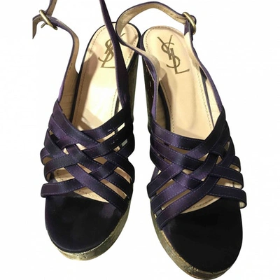 Pre-owned Saint Laurent Cloth Sandals In Purple