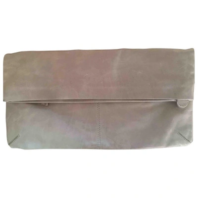 Pre-owned Club Monaco Leather Clutch Bag In Grey