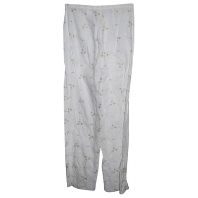 Pre-owned Escada Linen Straight Pants In White
