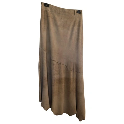 Pre-owned Roberto Cavalli Maxi Skirt In Beige