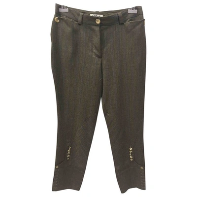 Pre-owned Chloé Wool Straight Pants In Brown
