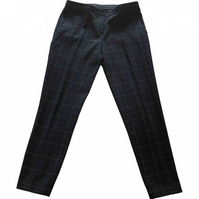 Pre-owned Theory Wool Straight Pants In Blue
