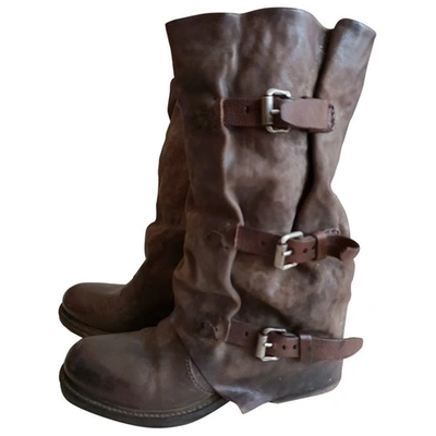 Pre-owned As98 Brown Leather Boots