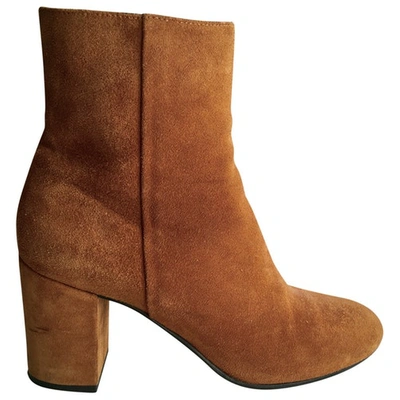 Pre-owned Aeyde Camel Suede Ankle Boots