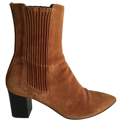 Pre-owned Aeyde Camel Suede Ankle Boots