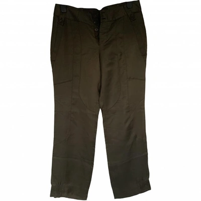 Pre-owned Gucci Silk Trousers In Khaki