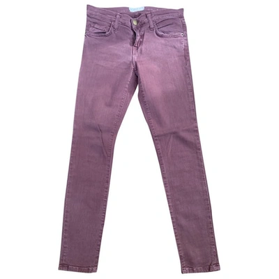 Pre-owned Current Elliott Slim Jeans In Burgundy