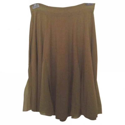 Pre-owned Kenzo Silk Mid-length Skirt In Khaki