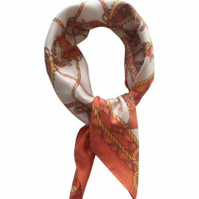 Pre-owned Lancel Silk Handkerchief In Orange