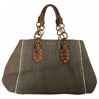 Pre-owned Miu Miu Handbag In Khaki