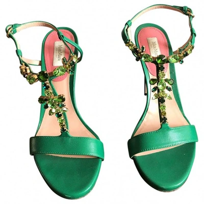 Pre-owned Max Mara Leather Sandals In Green