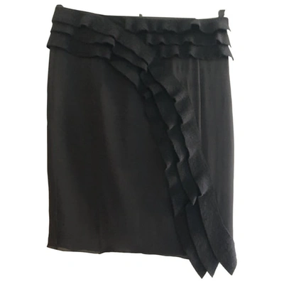 Pre-owned Emporio Armani Silk Mid-length Skirt In Black
