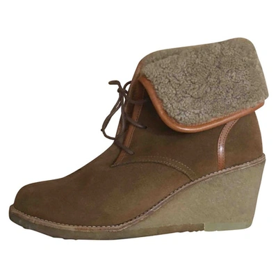Pre-owned Aigle Camel Suede Ankle Boots