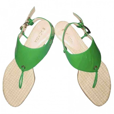 Pre-owned Escada Patent Leather Sandals In Green
