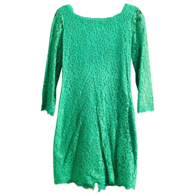 Pre-owned Diane Von Furstenberg Lace Mini Dress In Green