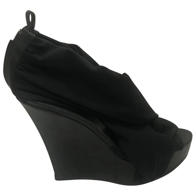 Pre-owned Givenchy Cloth Open Toe Boots In Black