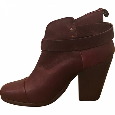 Pre-owned Rag & Bone Burgundy Leather Ankle Boots