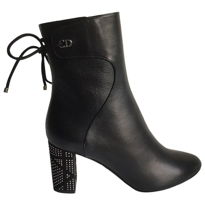 Pre-owned Dior Leather Ankle Boots In Black