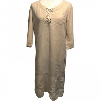 Pre-owned Marella Linen Mid-length Dress In Beige