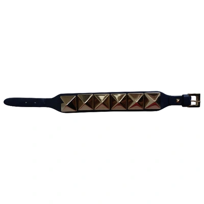 Pre-owned Valentino Garavani Leather Bracelet In Blue