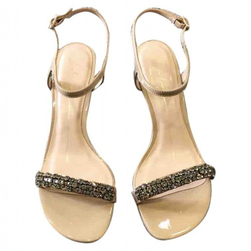 beige patent leather sandals