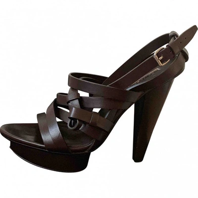 Pre-owned Calvin Klein Collection Leather Sandals In Brown