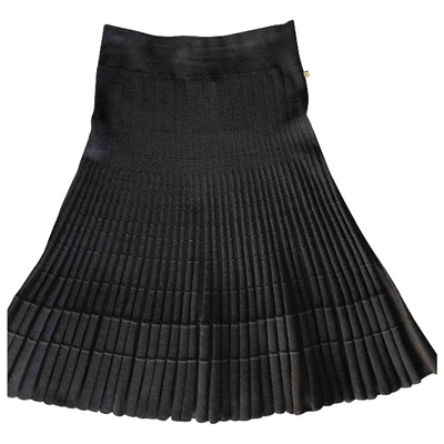 Pre-owned Louis Vuitton Wool Mid-length Skirt In Black