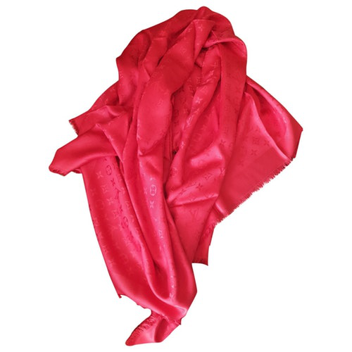 Louis Vuitton Monogram shawl Red Silk Wool ref.165115 - Joli Closet