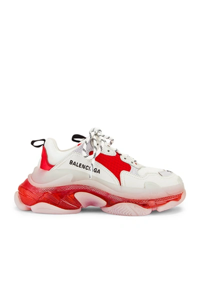 Balenciaga White And Red Triple S Sneakers