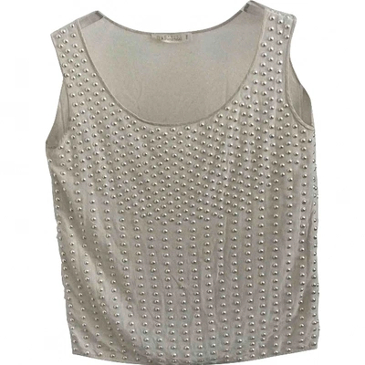 Pre-owned Swarovski Silk Camisole In Ecru