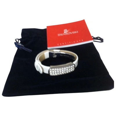 Pre-owned Swarovski White Leather Bracelet