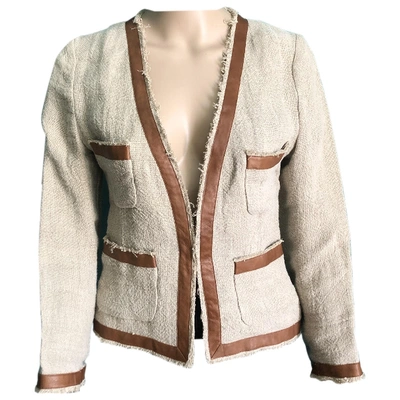 Pre-owned Hartford Linen Short Vest In Beige