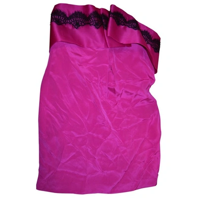 Pre-owned Marchesa Notte Silk Mini Dress In Pink