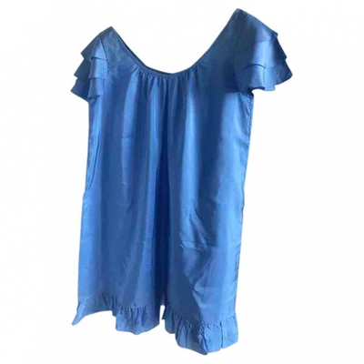 Pre-owned Club Monaco Silk Dress In Blue