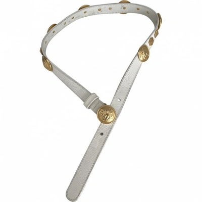Pre-owned Versace Leather Belt In White