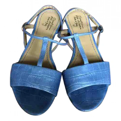 Pre-owned Santoni Leather Sandal In Blue