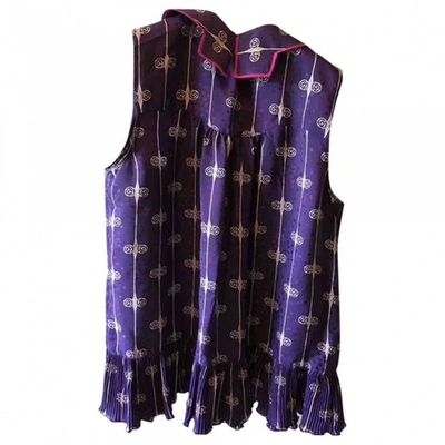 Pre-owned Anna Sui Silk Top In Purple