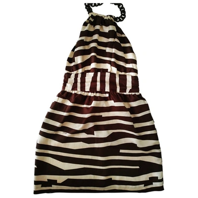 Pre-owned Milly Silk Mini Dress In Brown