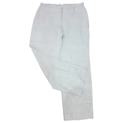 Pre-owned Max Mara Linen Straight Trousers In Beige