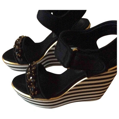 Pre-owned Suecomma Bonnie Cloth Sandals In Black