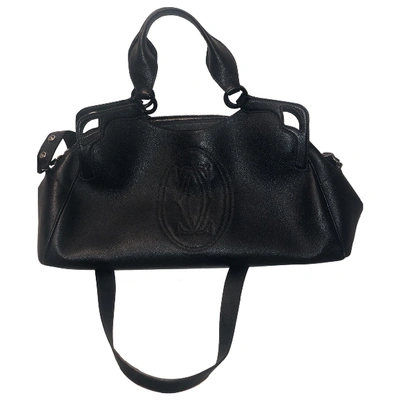 Pre-owned Cartier Marcello Leather Handbag In Black