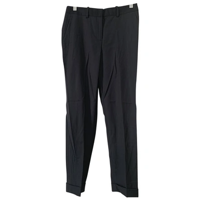 Pre-owned Theory Wool Straight Trousers In Blue