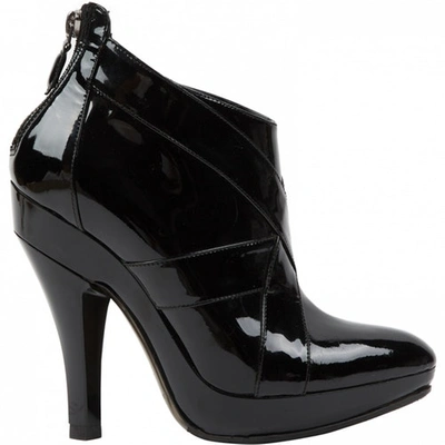 Pre-owned Burberry Black Patent Leather Ankle Boots