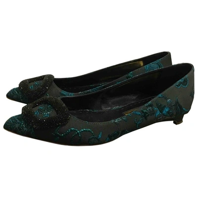 Pre-owned Rupert Sanderson Cloth Ballet Flats In Green