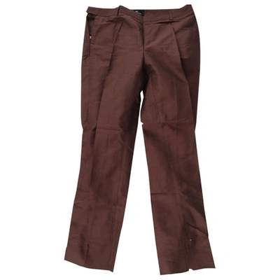 Pre-owned Alberto Biani Silk Straight Pants In Brown