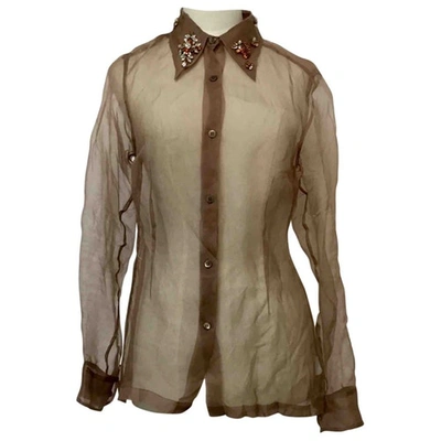 Pre-owned Dries Van Noten Silk Shirt In Brown