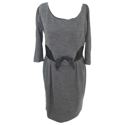 Pre-owned Milly Wool Mid-length Dress In Grey